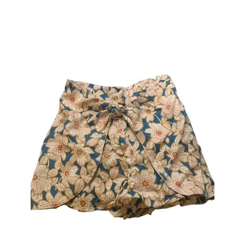 XS by Anthropologie Floral Front Tie Shorts Side Zipper‎ Tropical